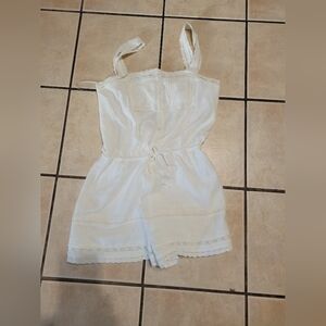 White Lace Trim Jumpsuit